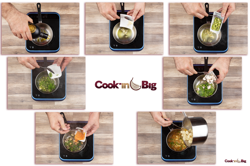 RECETA ÑOQUIS CON CURRY THAILANDES Y AJO SPRING BLANCO