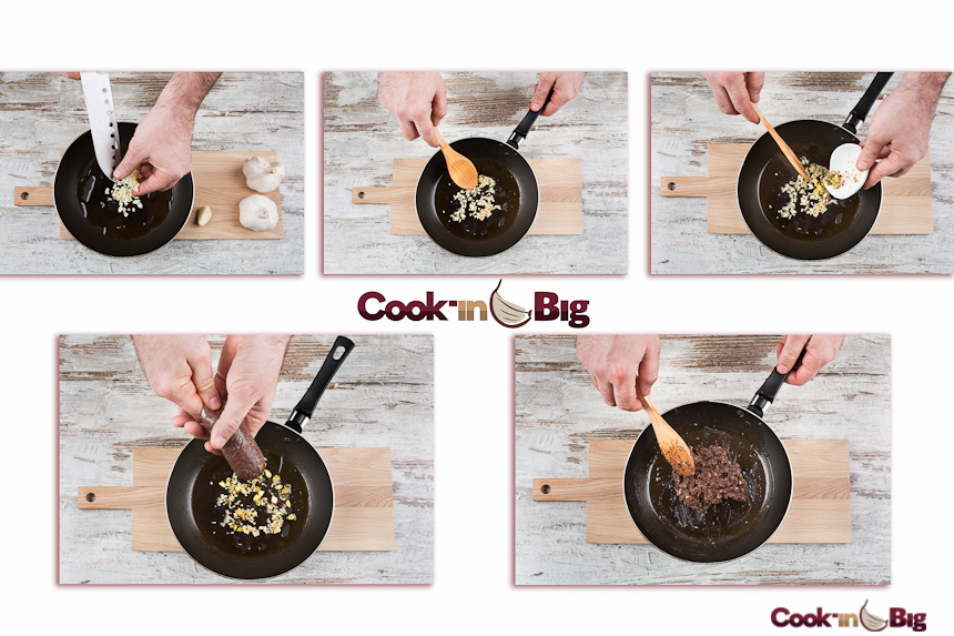 Big Garlic_Instrucciones Crujiente de morcilla