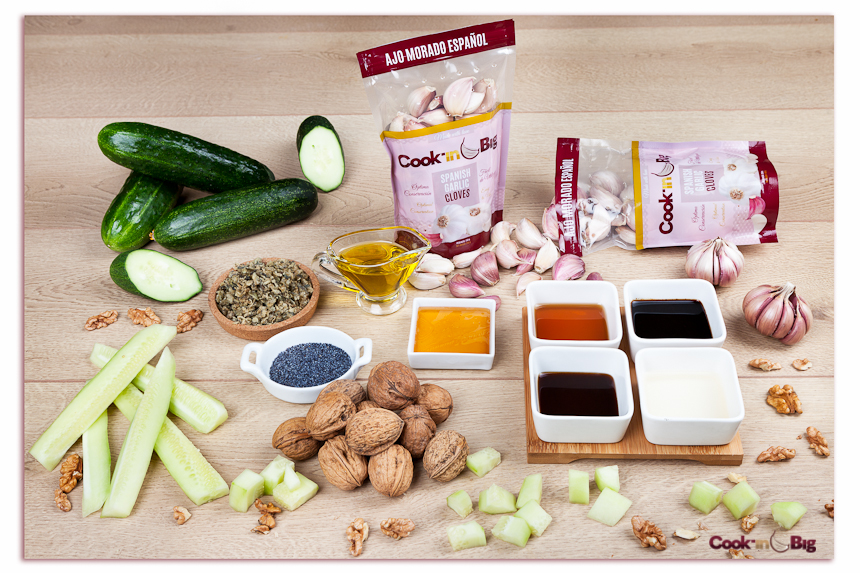 Ingredientes Ensalada de Pepino Marinado con Ajo confitado