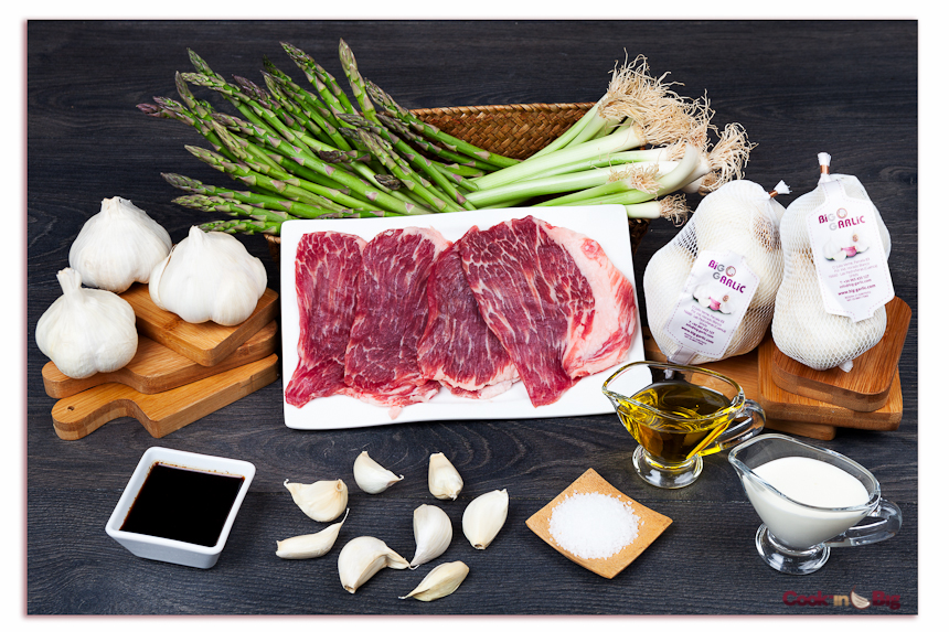 Ingredientes Receta Presa Ibérica con Salsa de Carne y Ajo Spring Blanco