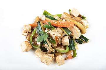 Tofu Salteado con Ajo Spring Blanco