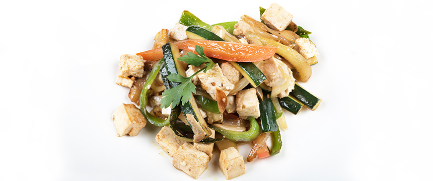 Tofu Salteado con Ajo Spring Blanco